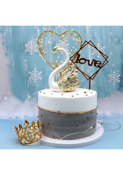 Xin Yue Zhang 2 Parça Kuğu Süsleri Figürler, Kuğu Pasta Süslemesi, Araba Figürleri Dekorasyonu, Ev Düğünü A (Yurt Dışından) modelleri