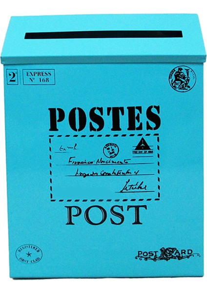 Posta Kutusu Vintage Duvara Montaj Posta Kutusu Sonrası Mektup Kutusu Dış Antika Metal Posta Kutusu Pasa Dayanıklı Posta Tutucu Mavi (Yurt Dışından)