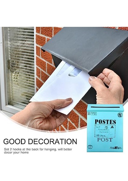 Posta Kutusu Vintage Duvara Montaj Posta Kutusu Sonrası Mektup Kutusu Dış Antika Metal Posta Kutusu Pasa Dayanıklı Posta Tutucu Mavi (Yurt Dışından) indirimleri