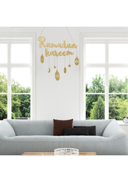 Xin Yue Zhang Müslüman Altın Afiş Ramazan Kareem Mektuplar Duvar Asılı Ramazan Süslemeleri Ev Duvar Süsleme Festivali Malzemeleri B (Yurt Dışından)