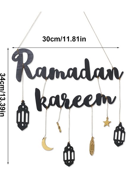 Xin Yue Zhang Müslüman Altın Afiş Ramazan Kareem Mektuplar Duvar Asılı Ramazan Süslemeleri Ev Duvar Süsleme Festivali Malzemeleri B (Yurt Dışından)