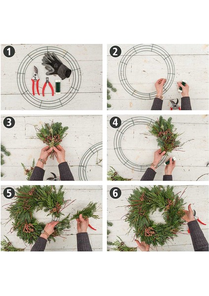 Xin Yue Zhang 14 Inç Tel Çelenk Çerçeve Metal Yuvarlak Çelenk Formu Yapımı Yüzükler Yeşil Noel Partisi Ev Dekorasyon Için Dıy 2'li Paket (Yurt Dışından) indirimleri