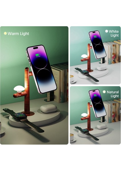 Xin Yue Zhang 3'ü 1 Arada Manyetik Kablosuz Şarj Cihazı LED Işık Standı S8 Için Hızlı Şarj Dock Istasyonu -Beyaz (Yurt Dışından) modelleri