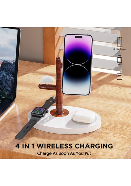 Xin Yue Zhang 3'ü 1 Arada Manyetik Kablosuz Şarj Cihazı LED Işık Standı S8 Için Hızlı Şarj Dock Istasyonu -Beyaz (Yurt Dışından) fırsatları