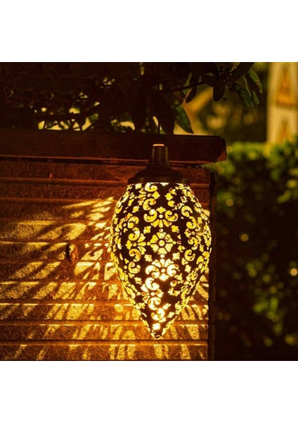 Xin Yue Zhang Güneş Enerjili LED Fas Asılı Fener Retro Fas Desen Projeksiyon Lambası Açık Bahçe Dekor Peri Işık Kiti (Yurt Dışından) fırsatları