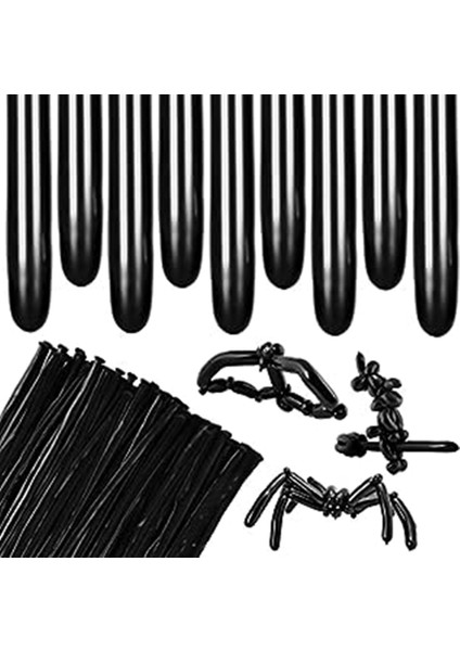 Xin Yue Zhang 200'LÜ Paket Siyah Bükülmüş Hayvan Balon Modelleme Cadılar Bayramı Düğün Doğum Günü Partisi Dekorasyon (Yurt Dışından) fırsatları