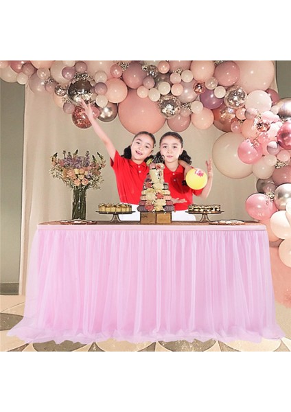 Xin Yue Zhang Tül Masa Etek Masa Örtüsü Pembe Doğum Günü Düğün Dekor Masa Örtüsü Kek Tatlı Aranjmanı (4ft) (Yurt Dışından) fırsatları