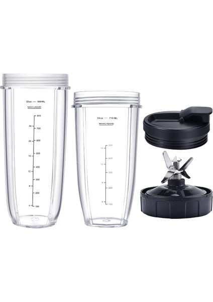 Xin Yue Zhang Ninja Için Blender Yedek Parçaları, 32OZ&24OZ Bardak ve Kapaklı,7 Kanatlı Çıkarıcı Bıçak, Ninja BL480-30 BL483-30 Için (Yurt Dışından)