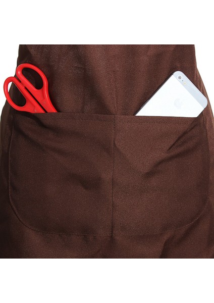 Xin Yue Zhang Kasaplar Için Düz Önlük Ön Cep Mutfak Pişirme Zanaat Pişirme Garson - Kahverengi (Yurt Dışından) modelleri