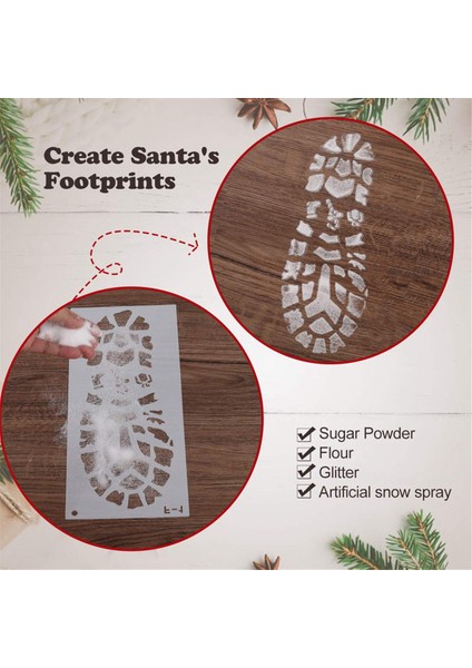 Yerdeki Noel Baba Ayak Izlerini, Noel Baba Çizme Baskılarını ve Kar Tanesi Şablonlarını Boyamak Için Noel Şablonları (Yurt Dışından) modelleri
