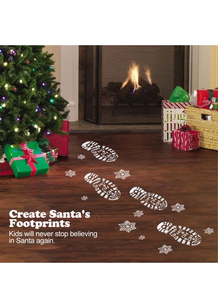 Yerdeki Noel Baba Ayak Izlerini, Noel Baba Çizme Baskılarını ve Kar Tanesi Şablonlarını Boyamak Için Noel Şablonları (Yurt Dışından) indirimleri