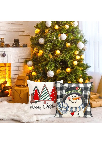 Ξ Ny Ue Zhang Noel Yastık Kapakları 18X18 4 Set Noel Süslemeleri Çiftlik Evi Atmak Yastıklar Yastık Kılıfı Ev Dekor Için (Yurt Dışından)