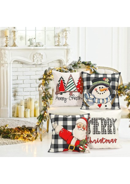 Ξ Ny Ue Zhang Noel Yastık Kapakları 18X18 4 Set Noel Süslemeleri Çiftlik Evi Atmak Yastıklar Yastık Kılıfı Ev Dekor Için (Yurt Dışından)