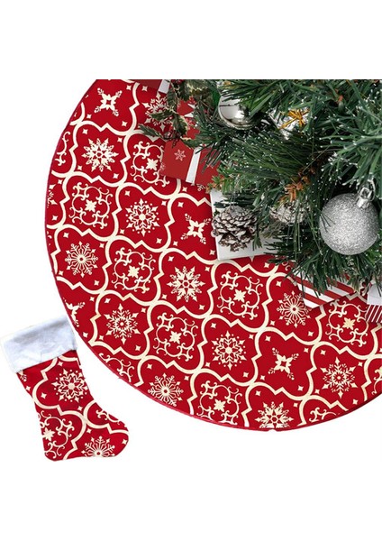 48 Inç Noel Ağacı Etek Noel Yumuşak Kapak Mat Dekor Kar Tanesi Yaka Çiftlik Evi Ağacı Etek, Kırmızı (Yurt Dışından)