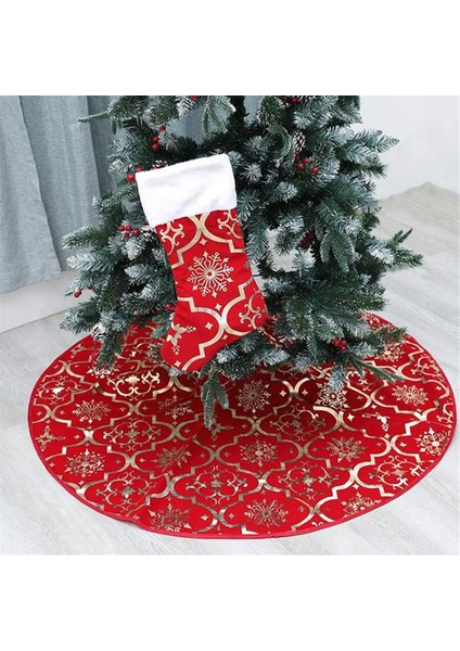 48 Inç Noel Ağacı Etek Noel Yumuşak Kapak Mat Dekor Kar Tanesi Yaka Çiftlik Evi Ağacı Etek, Kırmızı (Yurt Dışından)