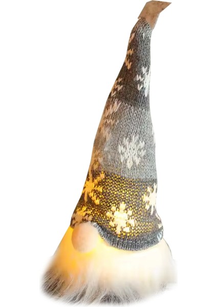 Işıklı Gnome Noel Bebeği Rudolph Doll Ev Için Parlak Cüce Süsler Noel Yeni Yıl Hediyeleri-Gri (Yurt Dışından)