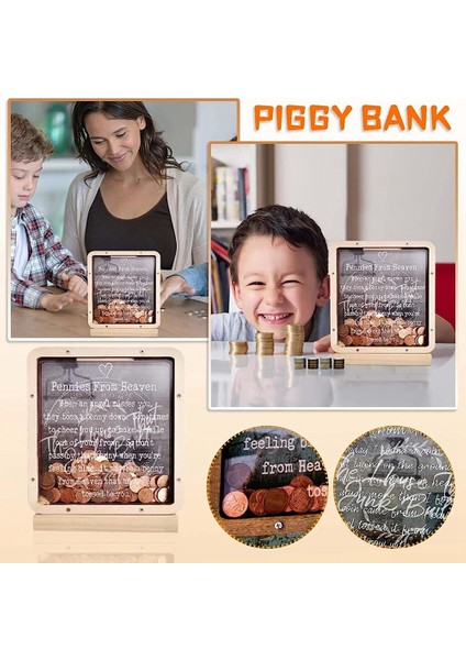 Xin Yue Zhang Cennetten Paralar Piggy Şeffaf Vintage Ahşap Tasarım Erkekler Kadınlar Için Dekoratif Kumbara, Gösterildiği Gibi (Yurt Dışından)