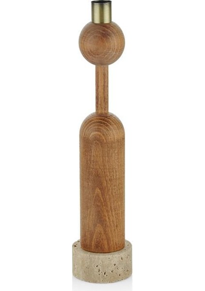 Traverten Kaideli Ahşap Toplu Mumluk 6X31CM