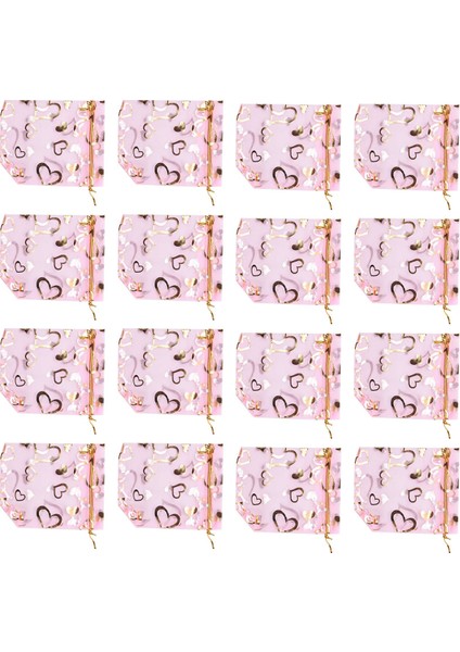 Xin Yue Zhang 100 Adet 9X12CM Kalp Baskılı Pembe Organze Çantalar Takı Kese Çanta Organze Büzgülü Torbalar Düğün Şekeri Hediye Keseleri (Yurt Dışından) fırsatları