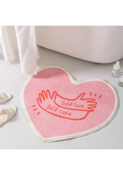 Kalp Şeklinde Zemin Mat Emici Peluş Kız Oturma Odası Paspas Banyo Makinesi Yıkanabilir Taklit Kaşmir (Sarılma) (Yurt Dışından) fiyatları