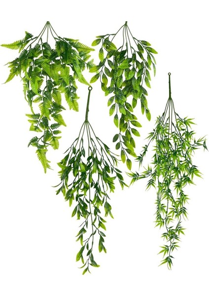 Yapay Çiçek 4lü Set Sarkan Boston Fejka Bambu Şimşir 60CM 5dallı Yapay Sarmaşık Yeşil