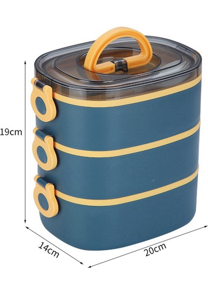 Bento Öğle Yemeği Kutusu Istiflenebilir 3 Katmanlı Öğle Yemeği Kutusu Yetişkin Çocuk Öğle Yemeği Kutusu Sızdırmaz Taşınabilir Öğle Yemeği Kutusu (Mavi) (Yurt Dışından) fiyatları