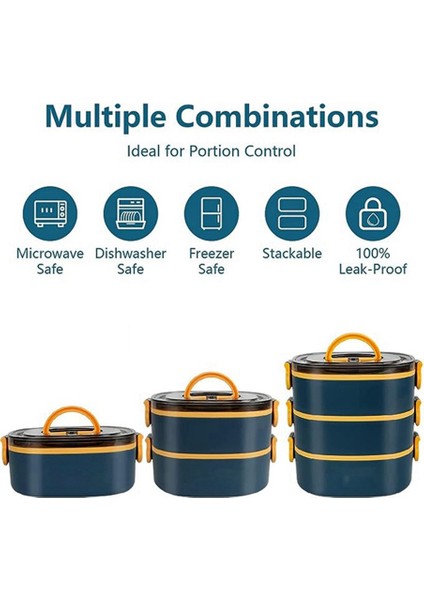 Bento Öğle Yemeği Kutusu Istiflenebilir 3 Katmanlı Öğle Yemeği Kutusu Yetişkin Çocuk Öğle Yemeği Kutusu Sızdırmaz Taşınabilir Öğle Yemeği Kutusu (Mavi) (Yurt Dışından) modelleri