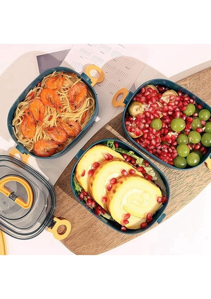 Bento Öğle Yemeği Kutusu Istiflenebilir 3 Katmanlı Öğle Yemeği Kutusu Yetişkin Çocuk Öğle Yemeği Kutusu Sızdırmaz Taşınabilir Öğle Yemeği Kutusu (Mavi) (Yurt Dışından) indirimleri