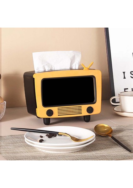 Tv Doku Kutusu Çok Fonksiyonlu Yaratıcılar Doku Kutusu Tutucu Cep Telefonu Yuvası ile Dekorasyon Doku Tutucu Ev B (Yurt Dışından) fiyatları