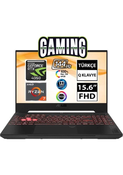 Tuf Gaming A15 FA507NU Amd Ryzen 7 7735HS 64GB Ram 256GB SSD Nvıdıa Rtx 4050 Graphics Windows 11 Pro 15,6" Fhd Taşınabilir Bilgisayar   FA507NUW29