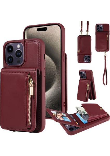 iPhone 15 Pro Max Rfıd Engelleme Pu+Tpu Cüzdan Telefon Koruma Kapağı (Yurt Dışından)
