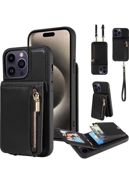 iPhone 15 Pro Max Rfıd Engelleme Pu+Tpu Cüzdan Telefon Koruma Kapağı (Yurt Dışından)