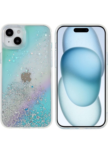 iPhone 15 Şık Glittery Pc+Tpu Telefon Kapağı (Yurt Dışından)