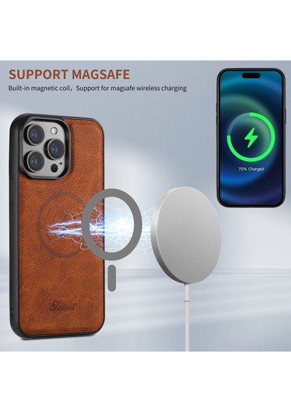 iPhone 14 Pro Max Magnetic Case Pu+Tpu Anti-Güz Söndürülebilir Telefon Kapağı (Yurt Dışından)