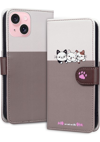 iPhone 15 Deri Kasa Renk Ekleme Cüzdan Kapağı (Yurt Dışından) fırsatları