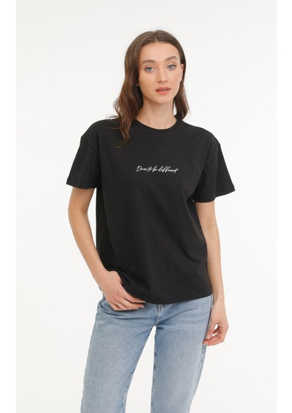 Wl Hestıa 11Mdk403 4Fx Siyah Kadın Kısa Kol T-Shirt