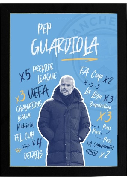 Pep Guardiola 21 x 30CM - Siyah Çerçeveli