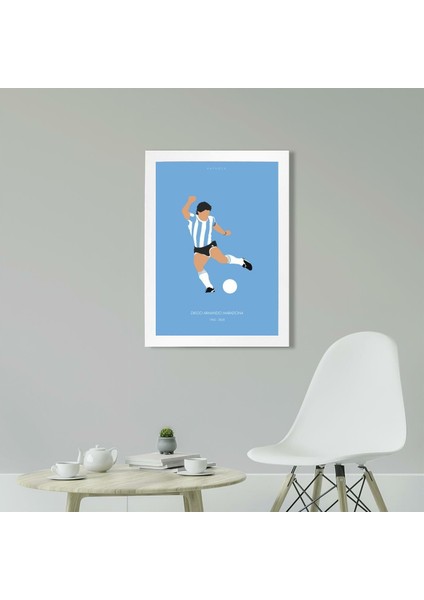 Maradona 50 x 70CM - Beyaz Çerçeveli