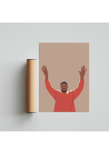 Kanye West 30 x 42CM - Siyah Çerçeveli