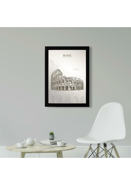 Kolezyum Roma Poster Tablo 21 x 30CM - Siyah Çerçeveli