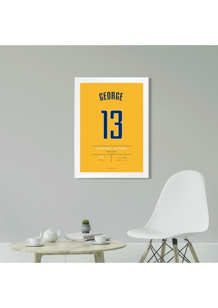 Paul George Jersey 21 x 30CM - Beyaz Çerçeveli