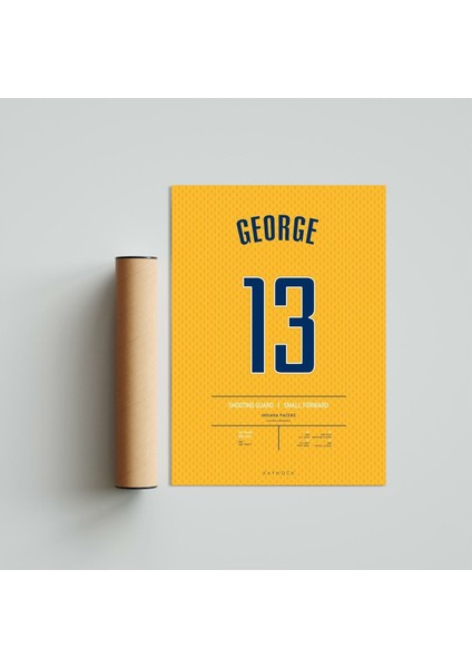Paul George Jersey 21 x 30CM - Beyaz Çerçeveli