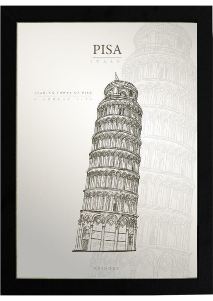 Pisa Kulesi Poster Tablo 50 x 70CM - Siyah Çerçeveli