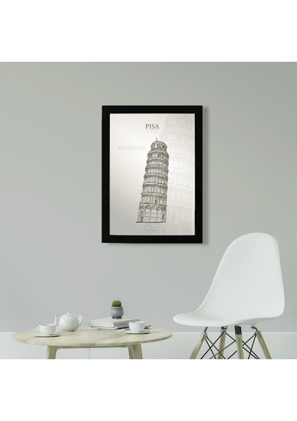 Pisa Kulesi Poster Tablo 50 x 70CM - Siyah Çerçeveli