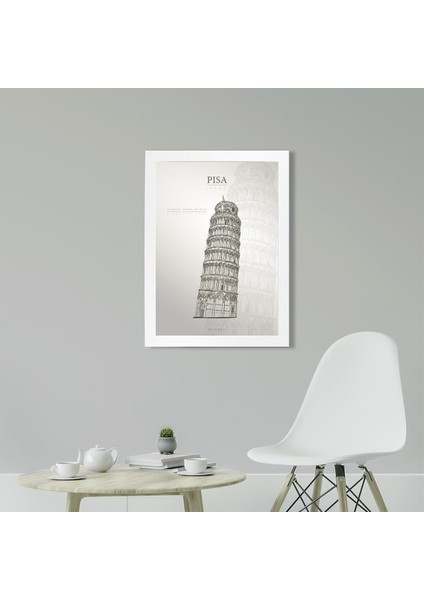 Pisa Kulesi Poster Tablo 50 x 70CM - Siyah Çerçeveli