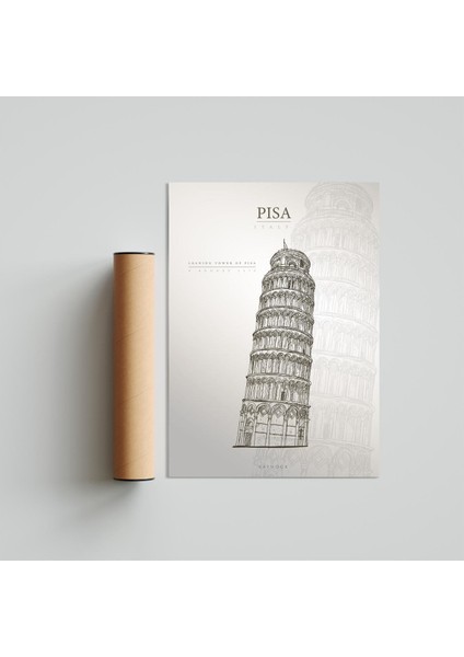 Pisa Kulesi Poster Tablo 50 x 70CM - Siyah Çerçeveli