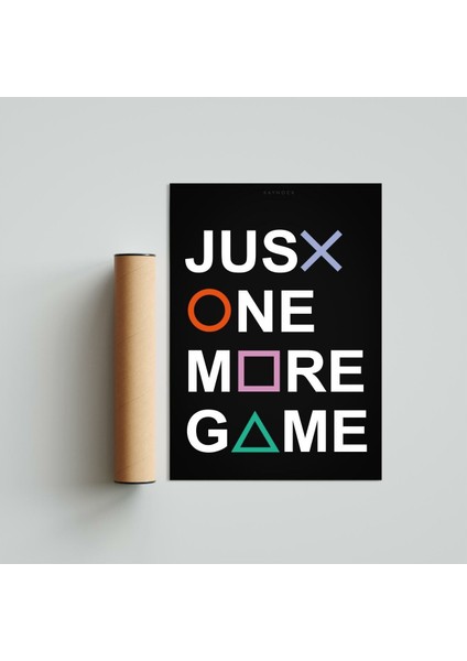 Just One More Game, Playstation Poster Tablo 21 x 30CM - Beyaz Çerçeveli