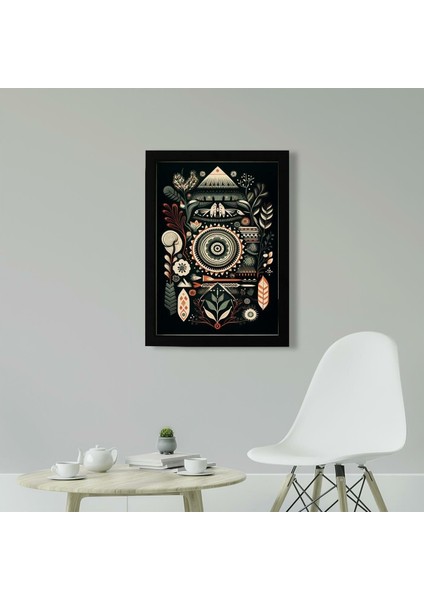 Iskandinav Desen Minimal D33 Poster Tablo 21 x 30CM - Siyah Çerçeveli