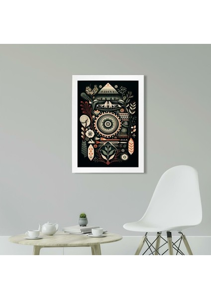 Iskandinav Desen Minimal D33 Poster Tablo 21 x 30CM - Siyah Çerçeveli