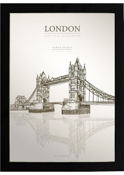 Tower Bridge, Londra Poster Tablo 30 x 42CM - Siyah Çerçeveli